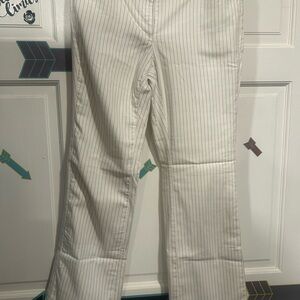 White House Black Market Cream Striped Trousers